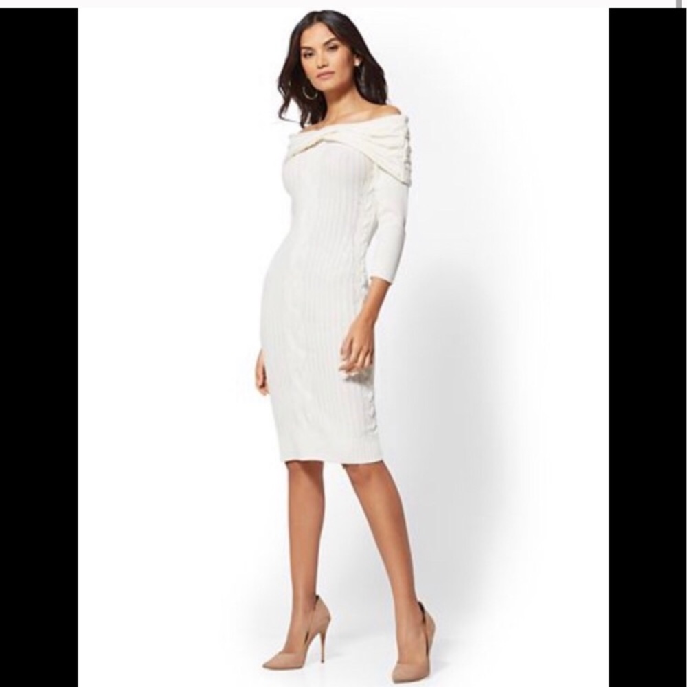New York & Company Off The Shoulder Sweater Dress